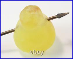 Signed Daum Yellow Pate de Verre Glass Pear Arrow Paperweight Figurine