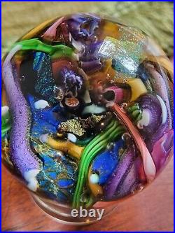 Signed Doug Sweet Dichroic Millefiori Studio Art Glass 1.55 Marble Paperweight