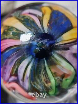 Signed Doug Sweet Dichroic Millefiori Studio Art Glass 1.55 Marble Paperweight