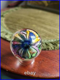 Signed Doug Sweet Dichroic Millefiori Studio Art Glass 1.55 Marble Paperweight