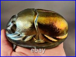 Signed Evan Chambers gold luster iridescent hand crafted Scarab Paperweight Mint