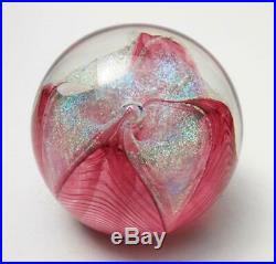 Signed Glass Eye Studio Dichroic Flower Paperweight American Art Ges 97 Retired