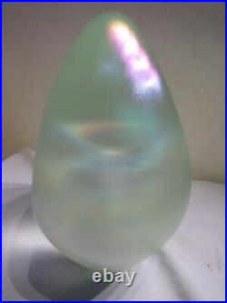Signed Iridescent Eickholt Dichroic Art Glass Paperweight Large Egg Jellyfish