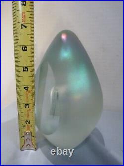 Signed Iridescent Eickholt Dichroic Art Glass Paperweight Large Egg Jellyfish