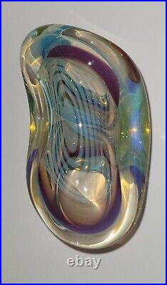 Signed Irving Slotchiver Fumed Art Glass Sculpture 1446