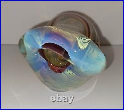 Signed Irving Slotchiver Fumed Art Glass Sculpture 1446