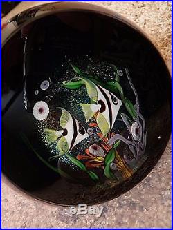 Signed Large STUART ABELMAN Fish Grotto PAPERWEIGHT with Sliced Viewing Field