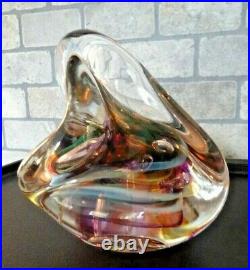 Signed Magnum Studio Art Glass Freeform Nebula Paperweight Sculpture JK JR