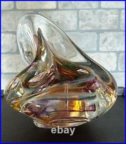 Signed Magnum Studio Art Glass Freeform Nebula Paperweight Sculpture JK JR