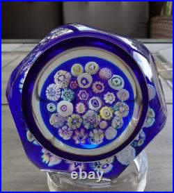 Signed Pairpoint Art Glass Assorted Heart Millefiori Faceted Paperweight