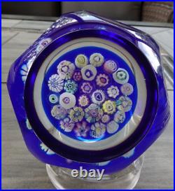 Signed Pairpoint Art Glass Assorted Heart Millefiori Faceted Paperweight