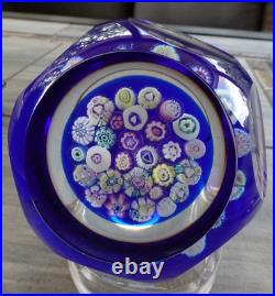 Signed Pairpoint Art Glass Assorted Heart Millefiori Faceted Paperweight