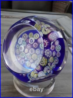 Signed Pairpoint Art Glass Assorted Heart Millefiori Faceted Paperweight