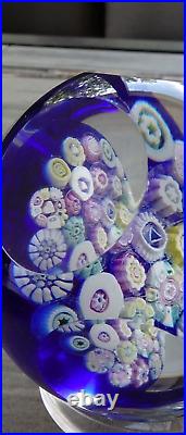 Signed Pairpoint Art Glass Assorted Heart Millefiori Faceted Paperweight