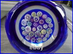 Signed Pairpoint Art Glass Assorted Heart Millefiori Faceted Paperweight