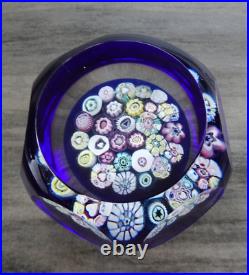 Signed Pairpoint Art Glass Assorted Heart Millefiori Faceted Paperweight