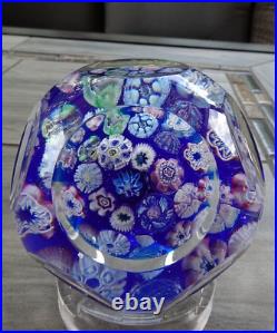 Signed Pairpoint Art Glass Assorted Millefiori Fancy Faceted Paperweight COS