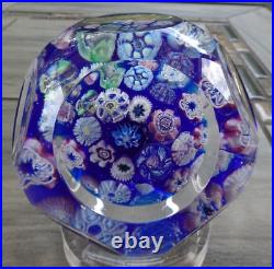 Signed Pairpoint Art Glass Assorted Millefiori Fancy Faceted Paperweight COS