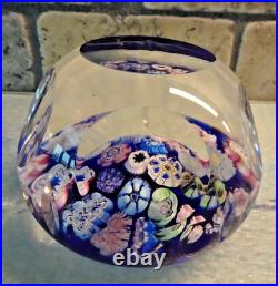 Signed Pairpoint Art Glass Assorted Millefiori Fancy Faceted Paperweight COS