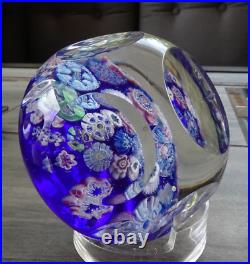 Signed Pairpoint Art Glass Assorted Millefiori Fancy Faceted Paperweight COS