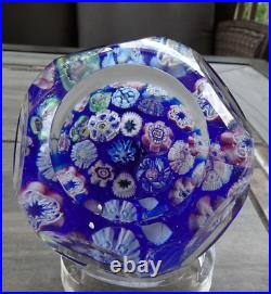 Signed Pairpoint Art Glass Assorted Millefiori Fancy Faceted Paperweight COS