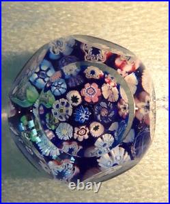 Signed Pairpoint Art Glass Assorted Millefiori Fancy Faceted Paperweight COS