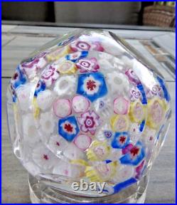 Signed Pairpoint Art Glass Clichy Ltuz Style Millefiori Faceted Paperweight COS