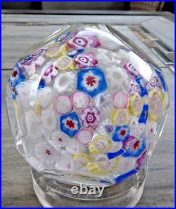 Signed Pairpoint Art Glass Clichy Ltuz Style Millefiori Faceted Paperweight COS