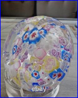 Signed Pairpoint Art Glass Clichy Ltuz Style Millefiori Faceted Paperweight COS