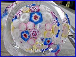 Signed Pairpoint Art Glass Clichy Ltuz Style Millefiori Faceted Paperweight COS