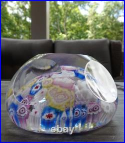 Signed Pairpoint Art Glass Clichy Ltuz Style Millefiori Faceted Paperweight COS