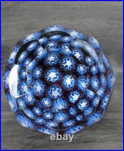 Signed Pairpoint Art Glass Star Millefiori Fancy Faceted Paperweight