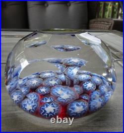 Signed Pairpoint Art Glass Star Millefiori Fancy Faceted Paperweight