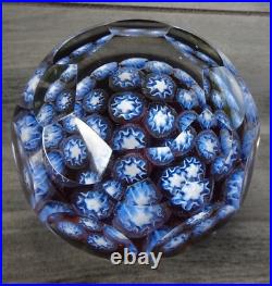 Signed Pairpoint Art Glass Star Millefiori Fancy Faceted Paperweight