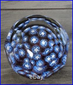 Signed Pairpoint Art Glass Star Millefiori Fancy Faceted Paperweight