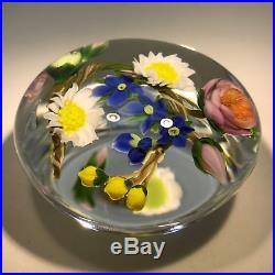 Signed Paul Stankard Art Glass Paperweight Lampwork Braided Flower Bouquet