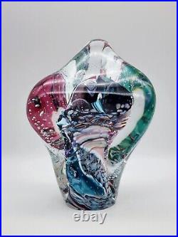 Signed Peter Patterson'92 Art Glass Under The Sea Controlled Bubble Paperweight