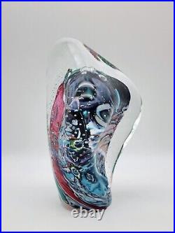 Signed Peter Patterson'92 Art Glass Under The Sea Controlled Bubble Paperweight