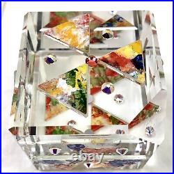 Signed Ray Lapsys Optic Crystal Dichroic Glass Cube See Through Color Triangles