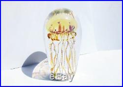 Signed Rick Satava Pacific Coast Jellyfish Art Glass Paperweight Sculpture 5