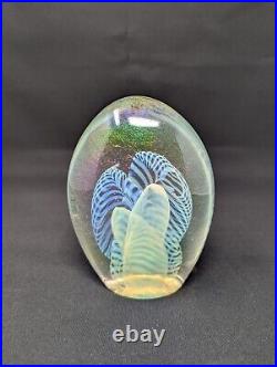 Signed Robert Eickholt 1986 Multicolor Art Glass Paperweight Large 5.5 Tall