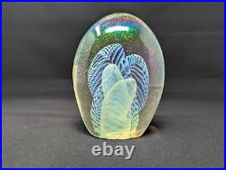 Signed Robert Eickholt 1986 Multicolor Art Glass Paperweight Large 5.5 Tall