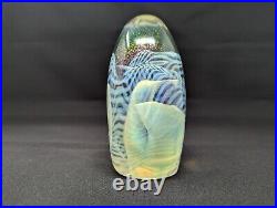 Signed Robert Eickholt 1986 Multicolor Art Glass Paperweight Large 5.5 Tall