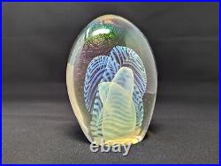 Signed Robert Eickholt 1986 Multicolor Art Glass Paperweight Large 5.5 Tall