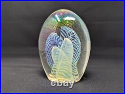 Signed Robert Eickholt 1986 Multicolor Art Glass Paperweight Large 5.5 Tall