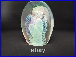 Signed Robert Eickholt 1986 Multicolor Art Glass Paperweight Large 5.5 Tall