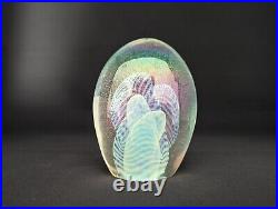 Signed Robert Eickholt 1986 Multicolor Art Glass Paperweight Large 5.5 Tall