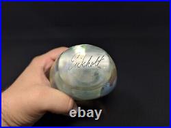 Signed Robert Eickholt 1986 Multicolor Art Glass Paperweight Large 5.5 Tall