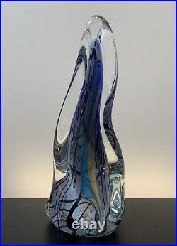 Signed Rollin Karg 15.5 Dichroic Twist Art Glass Paperweight Sculpture 1999 Exc