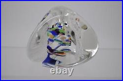 Signed Rollin Karg Confetti Art Glass 3 Bubble Paperweight